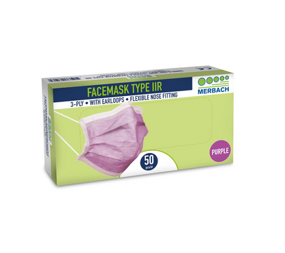 Mondmasker 3 Laags Paars 50 Pack (type IIR)