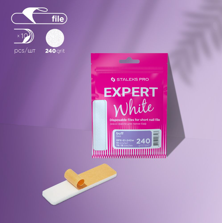 Staleks Pro Expert 10 Witte Vervangbare Vijlen Halve Maan Met Foam Grit 240 (DFE-51-240)