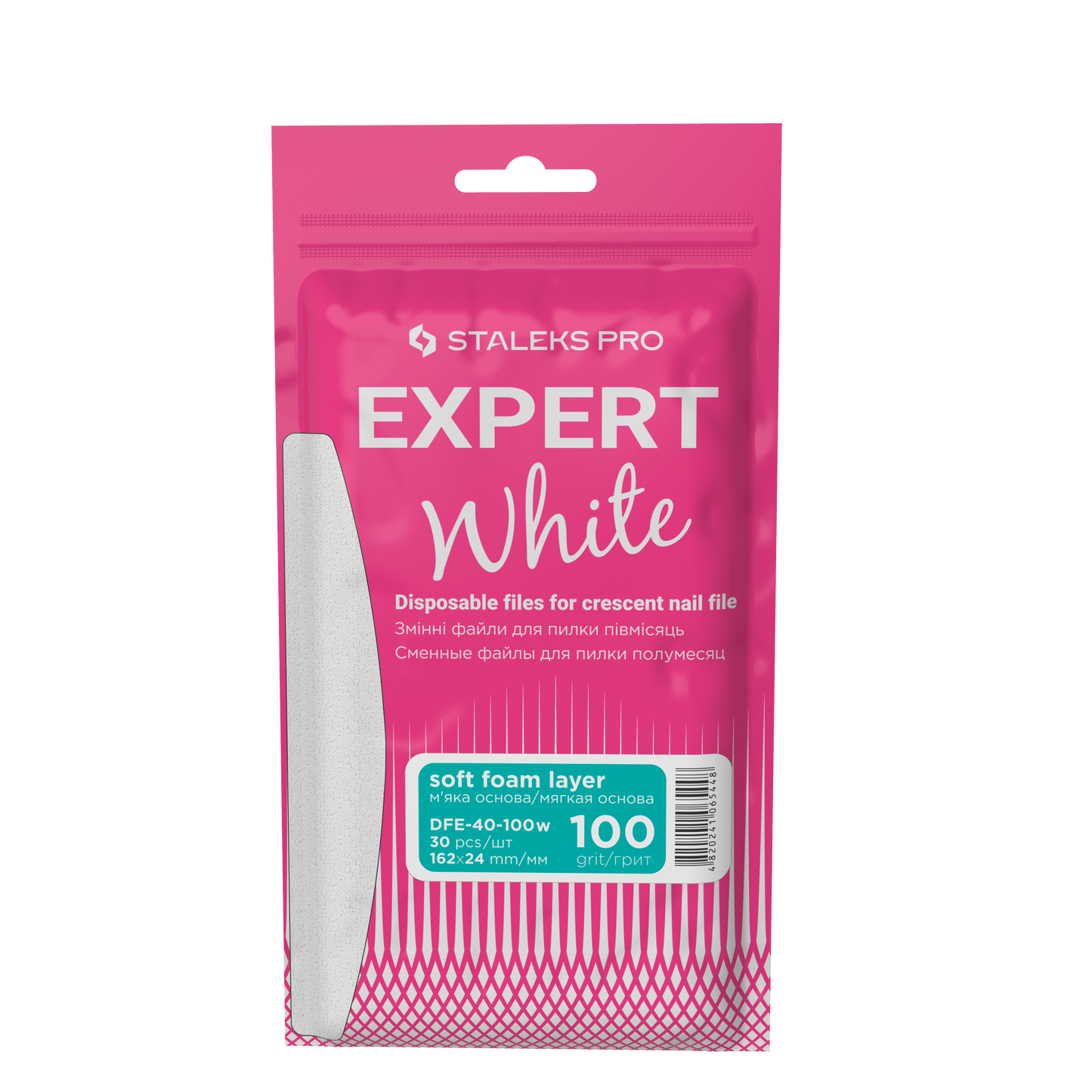 Staleks Pro Expert 40 Witte Vervangbare Vijlen Halve Maan Met Foam Wit 30 Stuks (DFE-40-serie)