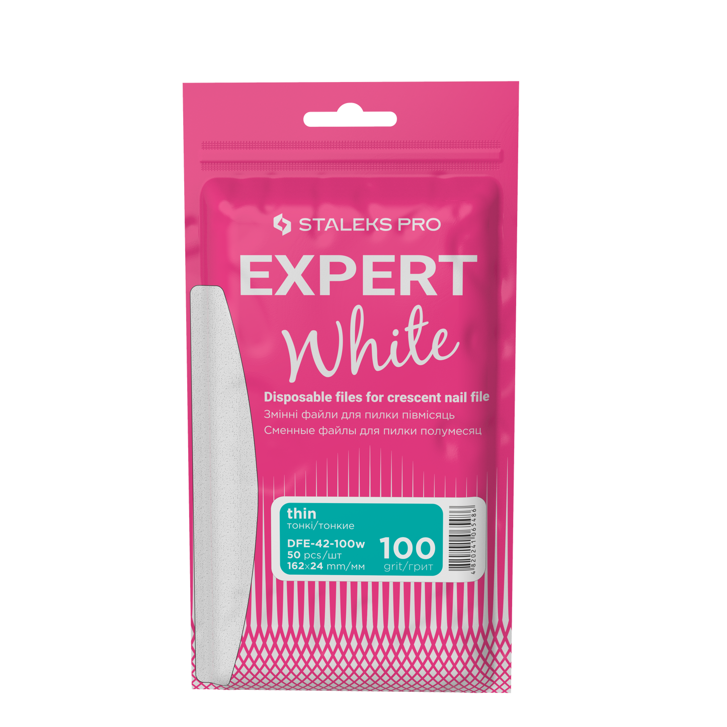 Staleks Pro Expert 42 Weiße Ersatzfeilen Halbmond Körnung 100 50 Stück (DFE-42-100W)