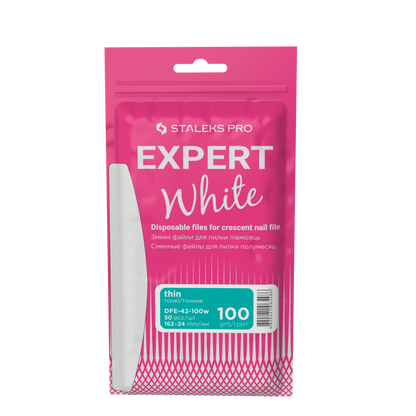 Staleks Pro Expert 42 Weiße Ersatzfeilen Halbmond Körnung 100 50 Stück (DFE-42-100W)